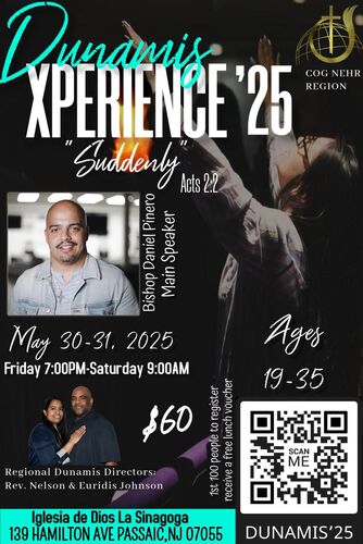 Church of God Northeast Hispanic Region's Dunamis: SUDDENLY / DE REPENTE (ages 19-35) poster
