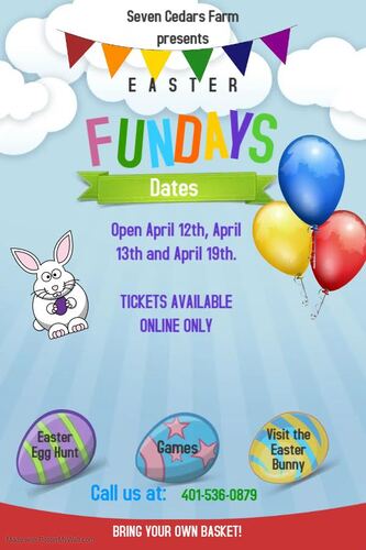 Easter Fundays at Seven Cedars Farm poster