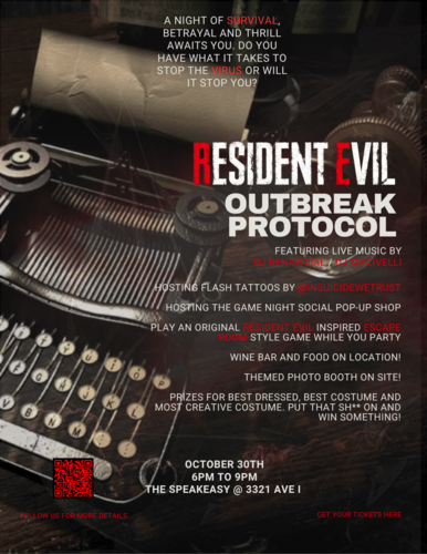 BKLYN GNS hosting Resident Evil Outbreak Protocol poster